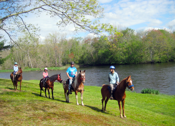 Horseback riding on Shetucket River in Connecticut 
